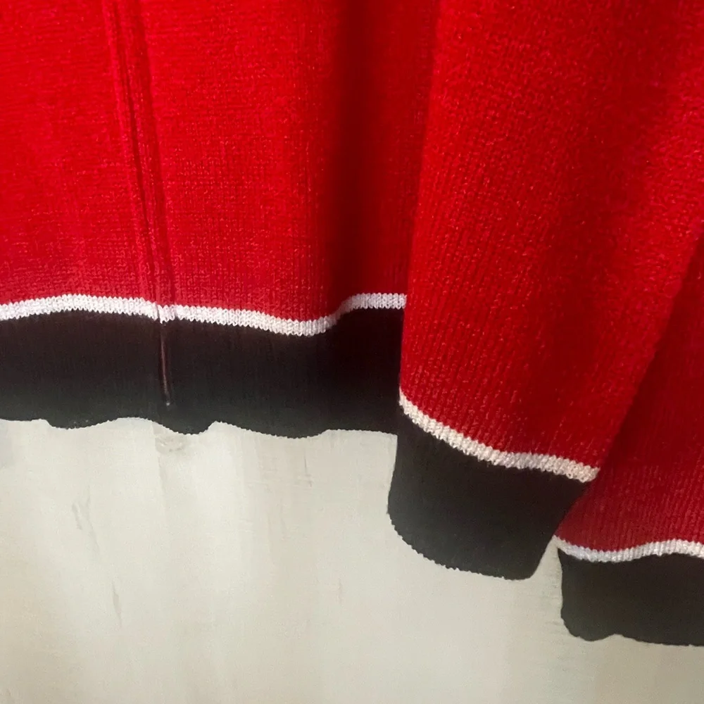 Sam Remo‎ by Laura knits red black cardigan sweater front zip size large vintage
